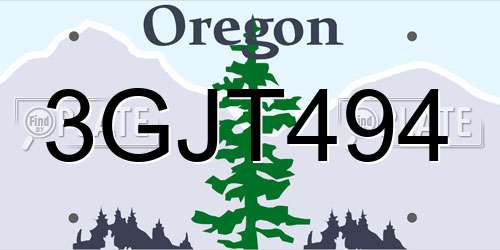 3GJT494 Oregon License Plate