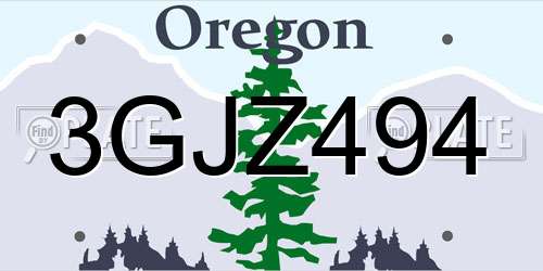 3GJZ494 Oregon License Plate