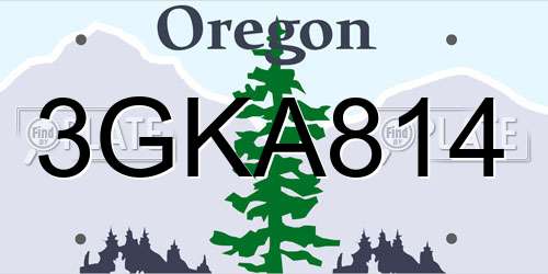 3GKA814 Oregon License Plate