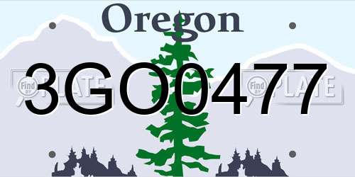 3GO0477 Oregon License Plate