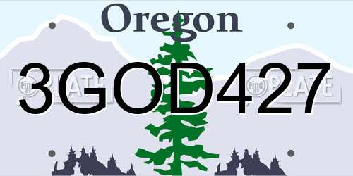 3GOD427 Oregon License Plate