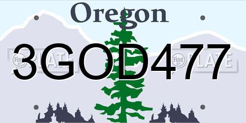 3GOD477 Oregon License Plate
