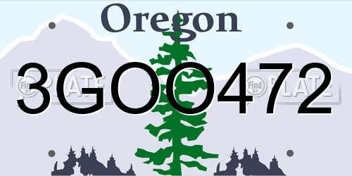 3GOO472 Oregon License Plate