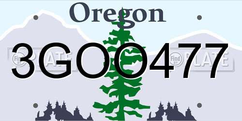 3GOO477 Oregon License Plate