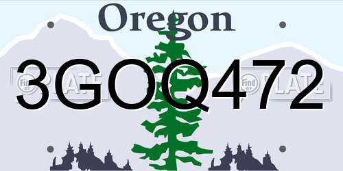 3GOQ472 Oregon License Plate
