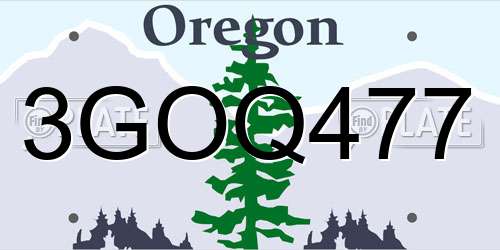 3GOQ477 Oregon License Plate
