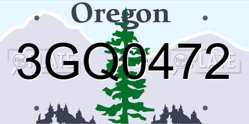 3GQ0472 Oregon License Plate