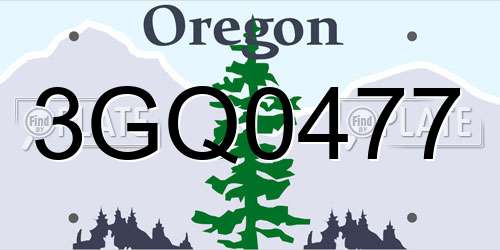 3GQ0477 Oregon License Plate