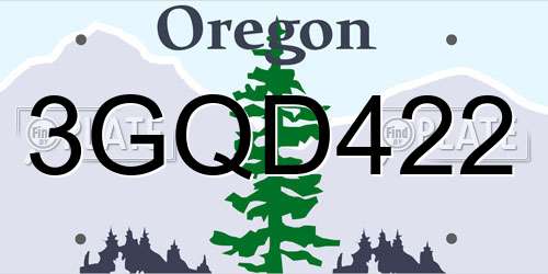3GQD422 Oregon License Plate