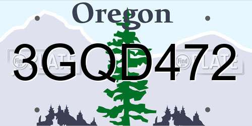 3GQD472 Oregon License Plate