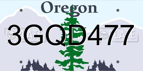 3GQD477 Oregon License Plate