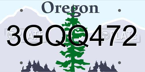 3GQQ472 Oregon License Plate