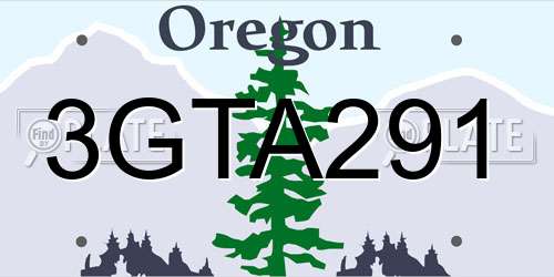 3GTA291 Oregon License Plate