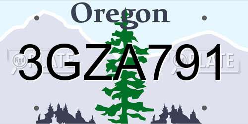 3GZA791 Oregon License Plate