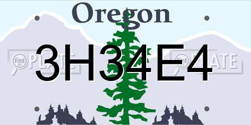 3H34E4 Oregon License Plate