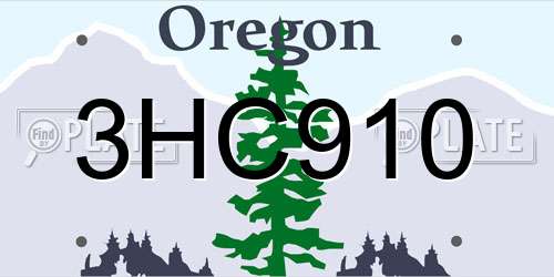 3HC910 Oregon License Plate