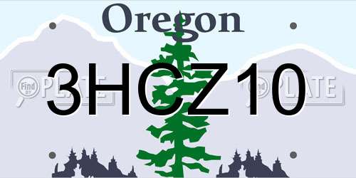 3HCZ10 Oregon License Plate
