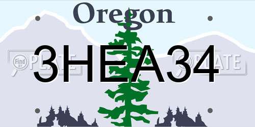 3HEA34 Oregon License Plate