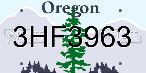 3HF3963 Oregon License Plate