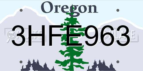 3HFE963 Oregon License Plate