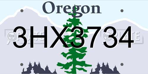 3HX3734 Oregon License Plate