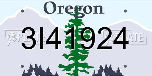 3I41924 Oregon License Plate
