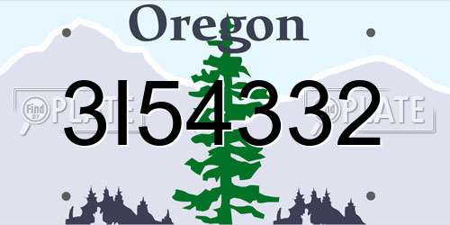 3I54332 Oregon License Plate
