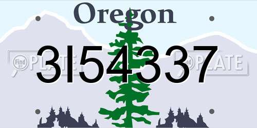 3I54337 Oregon License Plate