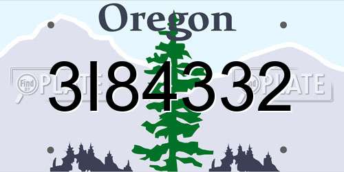 3I84332 Oregon License Plate