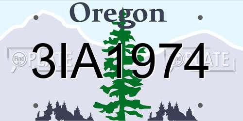 3IA1974 Oregon License Plate