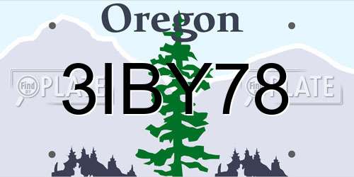 3IBY78 Oregon License Plate