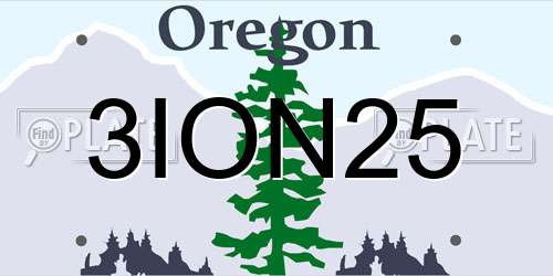 3ION25 Oregon License Plate