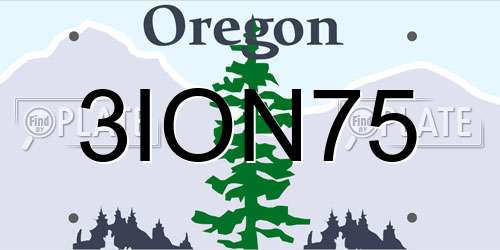 3ION75 Oregon License Plate