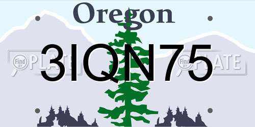 3IQN75 Oregon License Plate