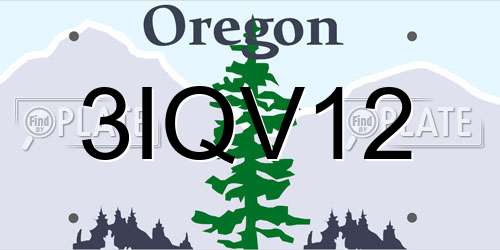 3IQV12 Oregon License Plate