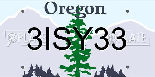 3ISY33 Oregon License Plate
