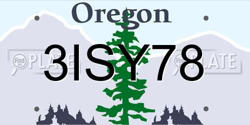 3ISY78 Oregon License Plate