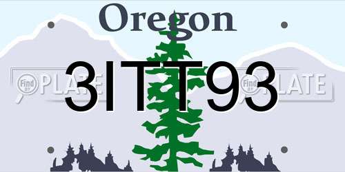 3ITT93 Oregon License Plate