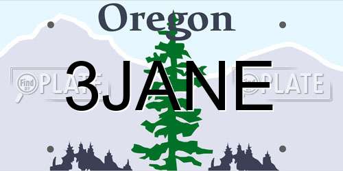 3JANE Oregon License Plate