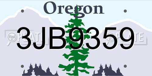 3JB9359 Oregon License Plate
