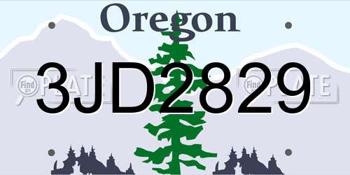 3JD2829 Oregon License Plate