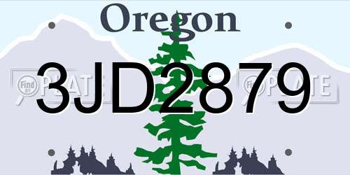3JD2879 Oregon License Plate