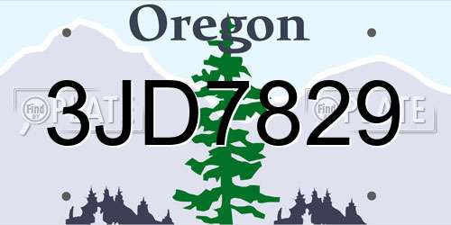 3JD7829 Oregon License Plate