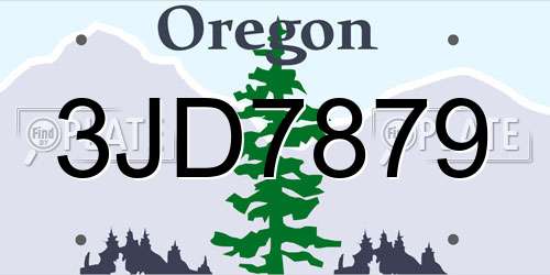 3JD7879 Oregon License Plate