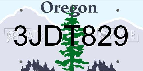 3JDT829 Oregon License Plate