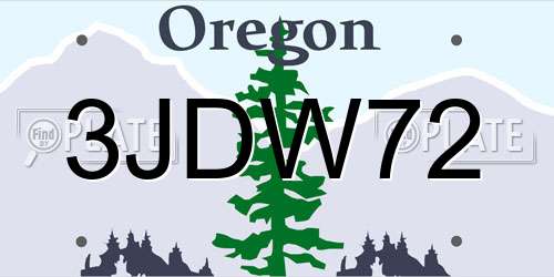 3JDW72 Oregon License Plate
