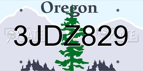 3JDZ829 Oregon License Plate