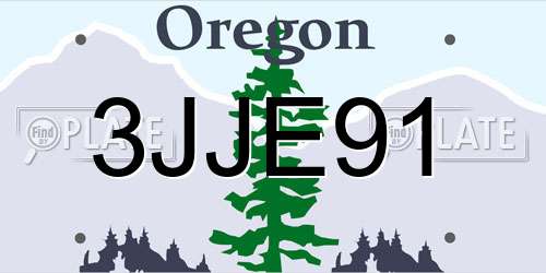 3JJE91 Oregon License Plate