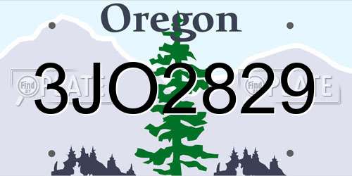 3JO2829 Oregon License Plate