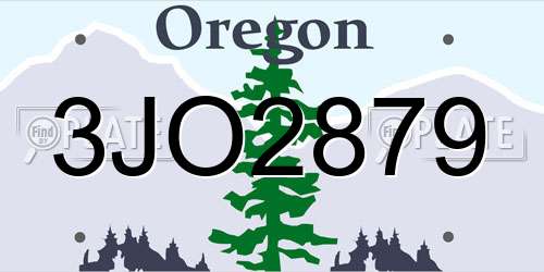 3JO2879 Oregon License Plate